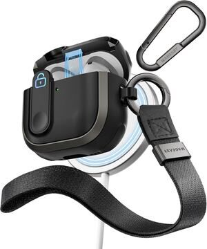 MAGEASY Design For AirPods 4 Case Cover - Rugged AirPods 4 Case With-Metal Black